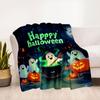 Halloween Ghosts and Pumpkins Cauldron Scene Kids PosterBlanket Flannel Throw Blanket for Sofa, Bed, Travel, Camping, Office