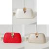 Classic Pu Evening Bag With Metal Leaf Lid And Structured Design For Party Wear