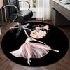 Ballerina With Swans And Flowers round carpet Chair cushion Round Entryway Rug, Soft Round Rugs for Living Room, Bedroom, Circle Carpet decor gifts
