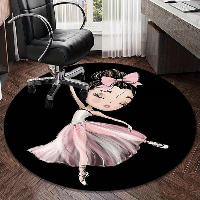 Ballerina With Swans And Flowers round carpet Chair cushion Round Entryway Rug, Soft Round Rugs for Living Room, Bedroom, Circle Carpet decor gifts