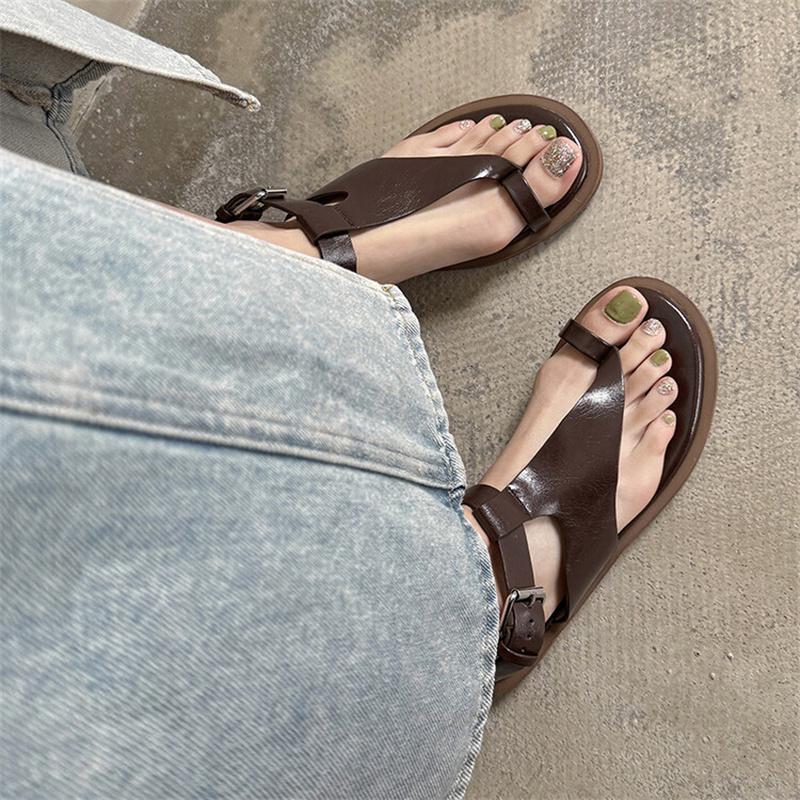 Fashion 2025 New Summer Women Modern Flat Sandals Gladiator Shoes for Women Pinch Toe Flat Heels Ladies Shoes Fashion Flats