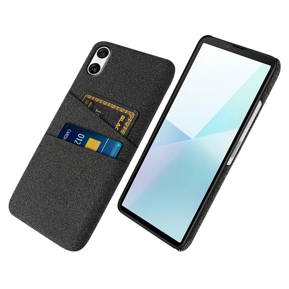 For Sony Xperia 10 VI Case Cloth Fabric + Hard PC Phone Cover with Dual Card Slots Anti-Fingerprint