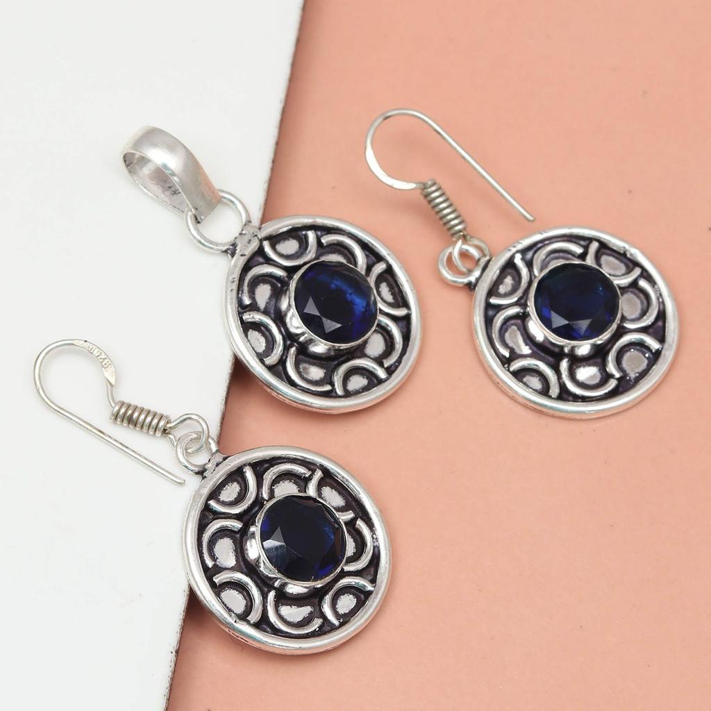 Tanzanite Set Jewelry Quartz Gemstone Pendant 18-20'' Necklace