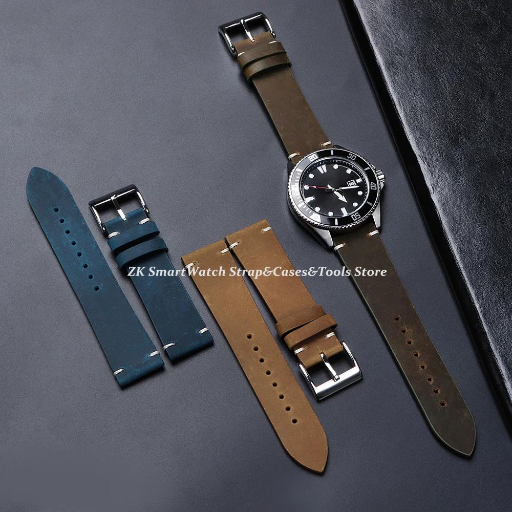 Geniune Calf Leather Watchband 18mm 20mm 21mm 22mm 24mm Watch Strap for Samsung Watch Strap for Huawei Watch Gt2/Gt3 Sport Belt