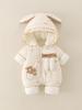 Thickened Fleece-Lined Winter Jumpsuit for Newborn Baby Girls - Cute Hooded Outfit for Outings