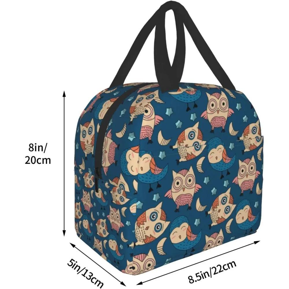 Cute Christmas Owls Lunch Box Reusable Insulated Lunch Bag for Travel Picnic Shopping Work Food Container for Adults Teens Kids