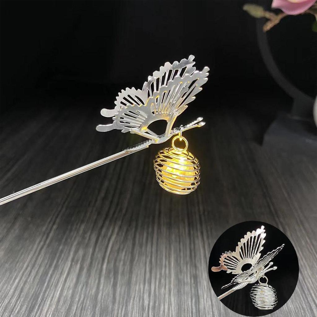 Ancient Style Luminous Hairpin: High-End Alloy Lantern Design for Hanfu Skirts