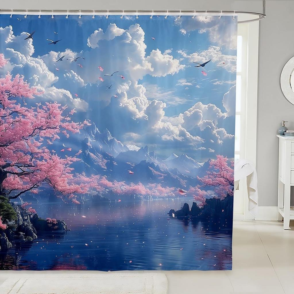 Erosebridal Dragon Bathroom Shower Curtain Sets Japanese Style Shower Curtain For Kids Boys Girls Ocean Wave Fabric Shower