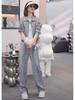 Autumn 2025 Women's Casual Set: Slim Lapel Top & High-Waisted Wide-Leg Pants