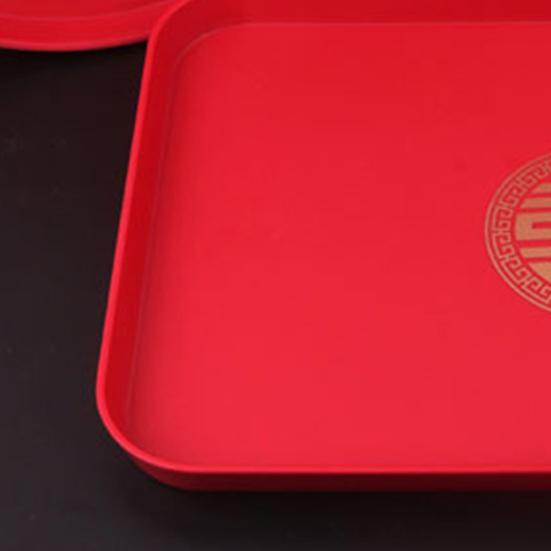Rotes Teetablett im chinesischen Stil, Kunststoff-Tischdekoration, Serviertablett für den Haushalt