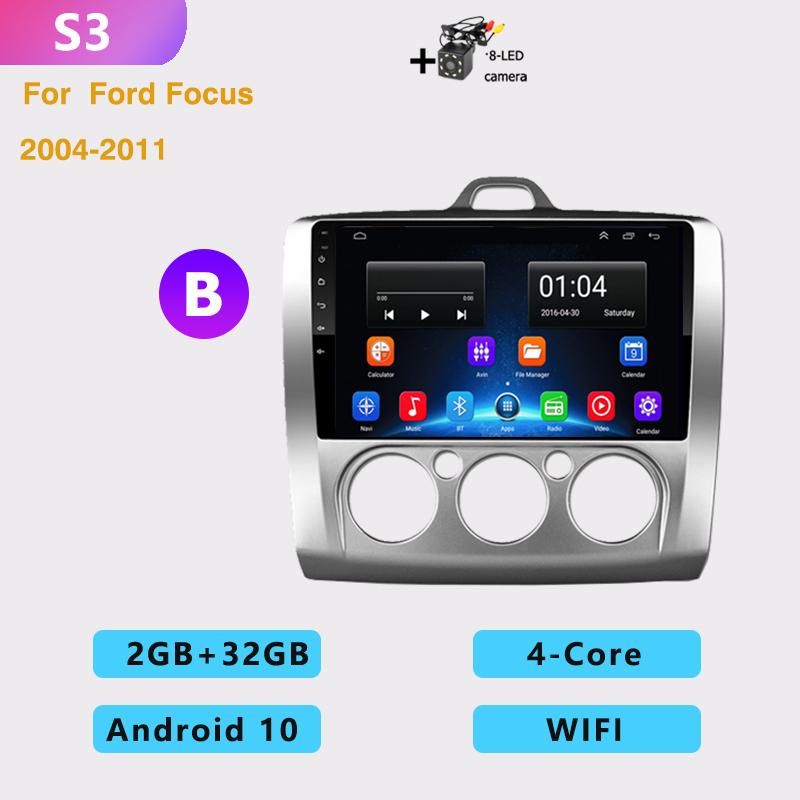 2din 9 Inch 8G+128G Android10 Car Radio Multimedia Carplay Auto GPS Navigation DSP For Ford Focus EXI MT 2 3 Mk2 2004 -2011