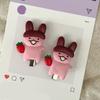 2PCS Adorable Rabbit Shaped Hair Accessory With Strawberry Design Practical Plastic Resin For Festival Occasion