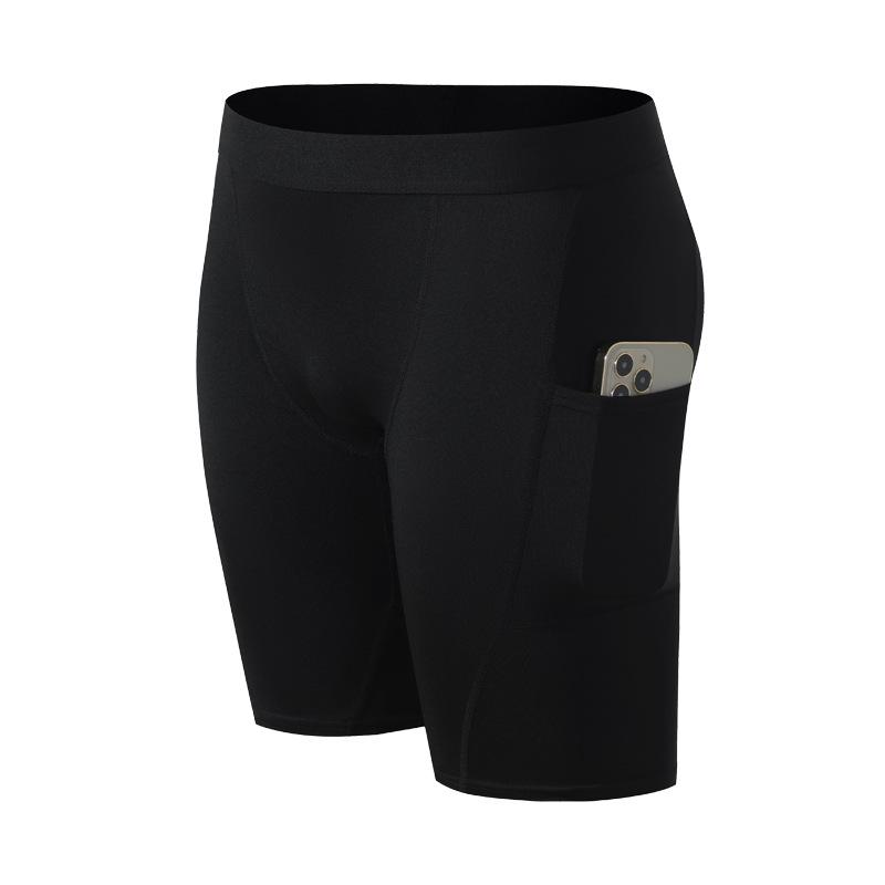 Men's High Elastic Quick-Dry Basketball Fitness Shorts with Pockets