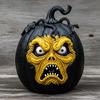 Halloween Pumpkin Figurine Resin Pumpkin Face Sculpture Spooky Pumpkin Halloween Decor for Home Office Desktop Decoration