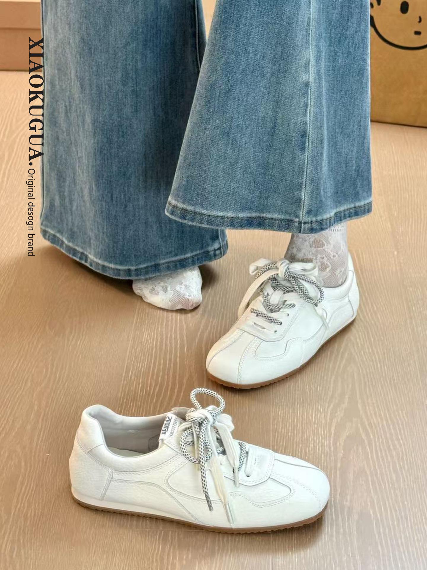 

Flat-bottomed comfortable German training shoes 2025 autumn new Forrest Gump shoes women s casual shoes fashion versatile white shoes sports shoes 40 бежевый