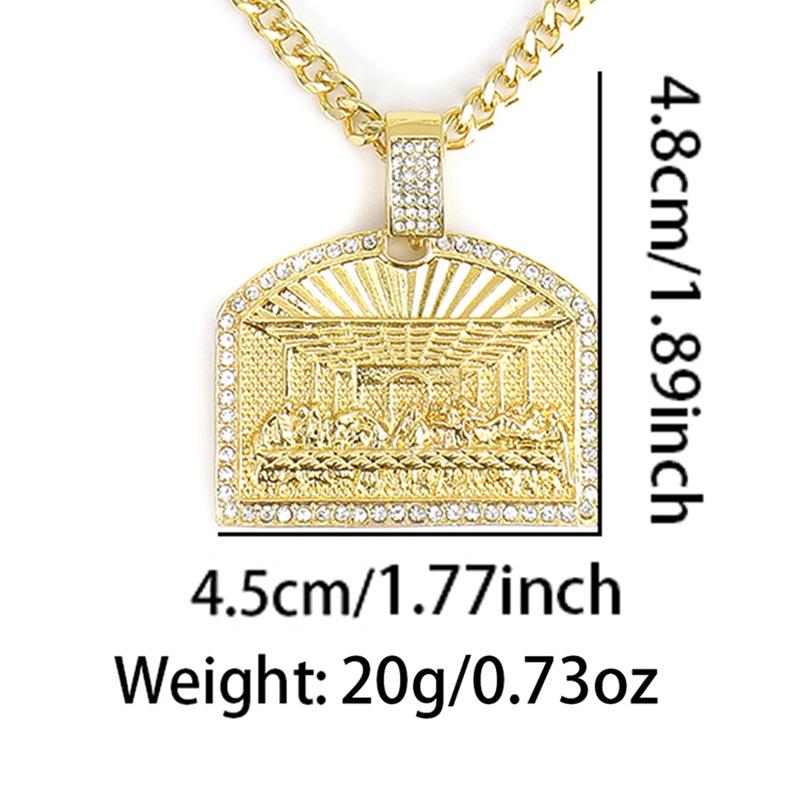 Unisex Zinklegierung Strassstein Hip Hop Anhänger mit personalisierter kubanischer Kette im Ölgemälde-Stil