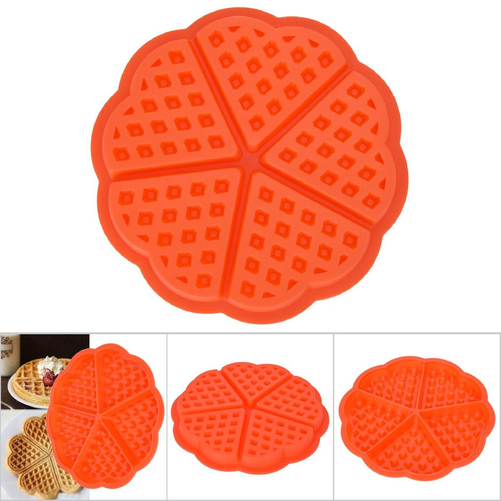 5 Cavity Silicone Nestle Waffles Mold Cake Chocolate Pan Muffin Breakfast Baking Mould (Round)