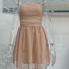 European and American Strapless Style Fashionable Mesh Backless Dress for Women