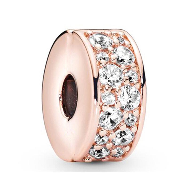Rose Gold Large Hole Loose Beads Pendant For DIY Pulsera Necklace Accessories Women Fine Jewelry Gifts