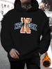 New York Letter Print Hoodie - Casual & Stylish Drawstring Pullover with Kangaroo Pocket