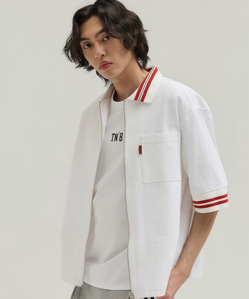 Tullunjeubeulig Tb-No.2 Collared Zip-Up Short Sleeve Shirt (E5910G2301)