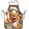 A Cute Chef Cat Apron Featuring an Adorable Ginger Tabby Cat And Chef Hat Design - Durable - Suitable for Baking, Cooking, And Adult Kitchen Use, a Re