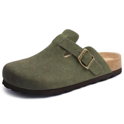 Fashion Shevalues Herren Wildleder Clogs Weiche Leder Pantoletten Herren Neu Sommer Herren Kork Sandalen Komfort Slipper Unisex Clogs mit Fußgewölbestütze