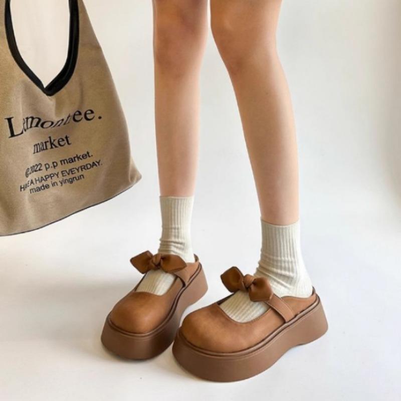 Wear half slippers women's new spring cool slippers bag head bow with skirt thick bottom Mary Jane