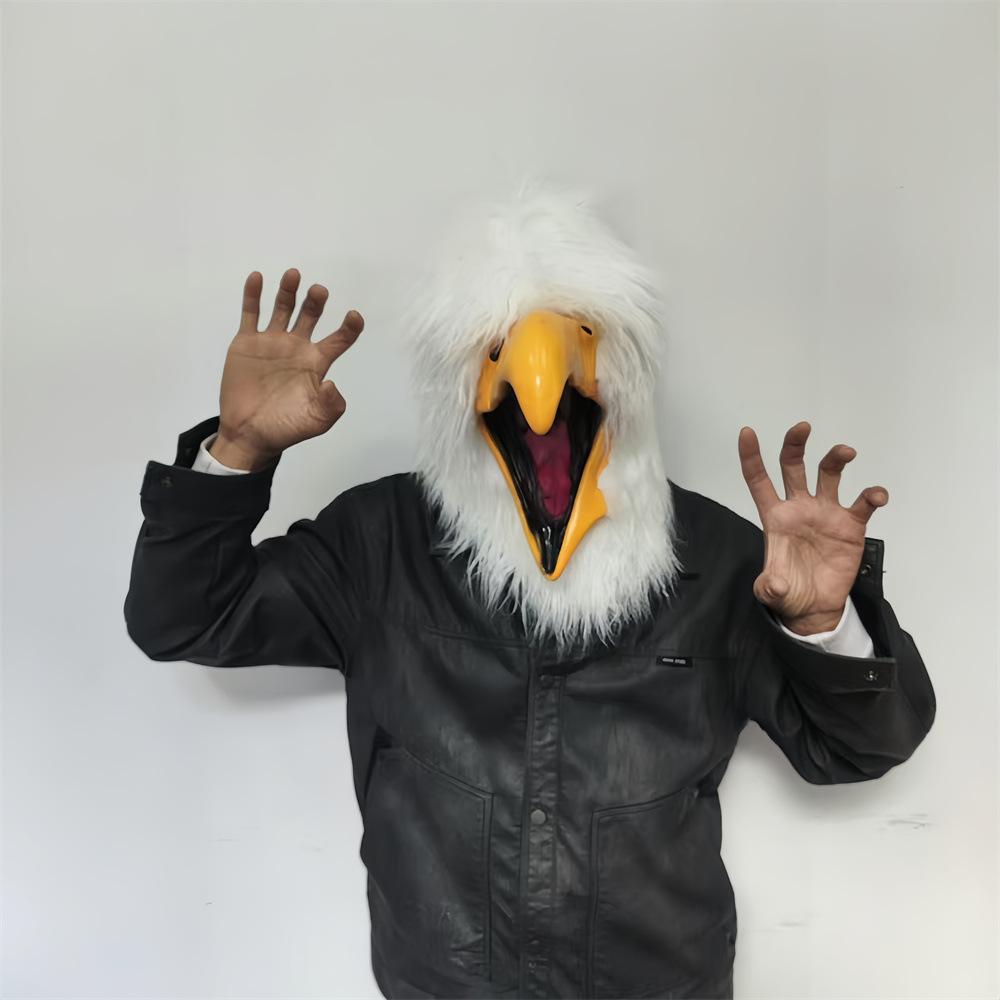 Open Mouth Eagle Mask Shut Up White Eagle Hood Hand Claws White Plush Eagle Headdress Dance Bar Festival Show Props