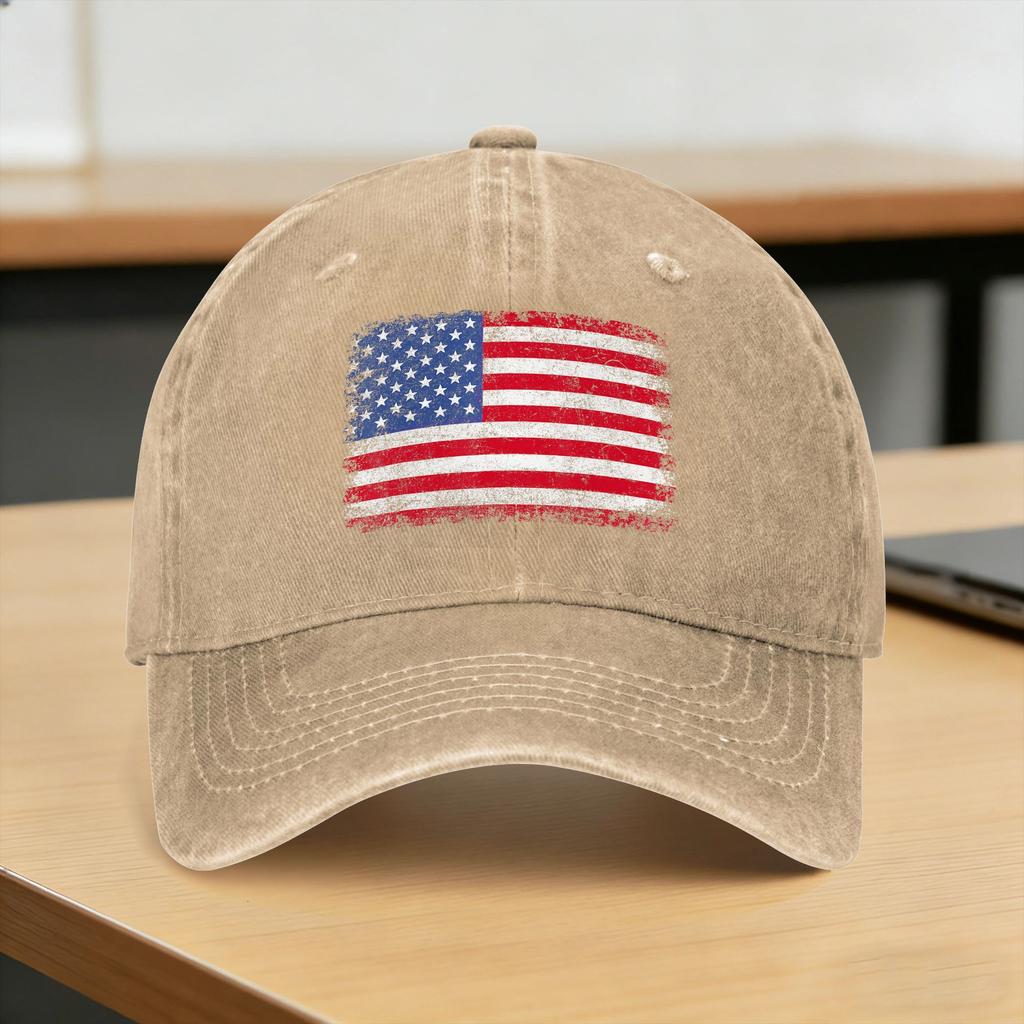Patriotic USA Flag Th of July Washed Baseball Cap Fitted Retro Sun Trucker Hat Spring Women Unisex Running Hippie Baseball Caps