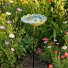 Ceramic Flower Bee Feeder, Garden Bee Watering Station, Outdoor Decorative Butterfly Cup for Thirsty Pollinators Patio Yard Decor