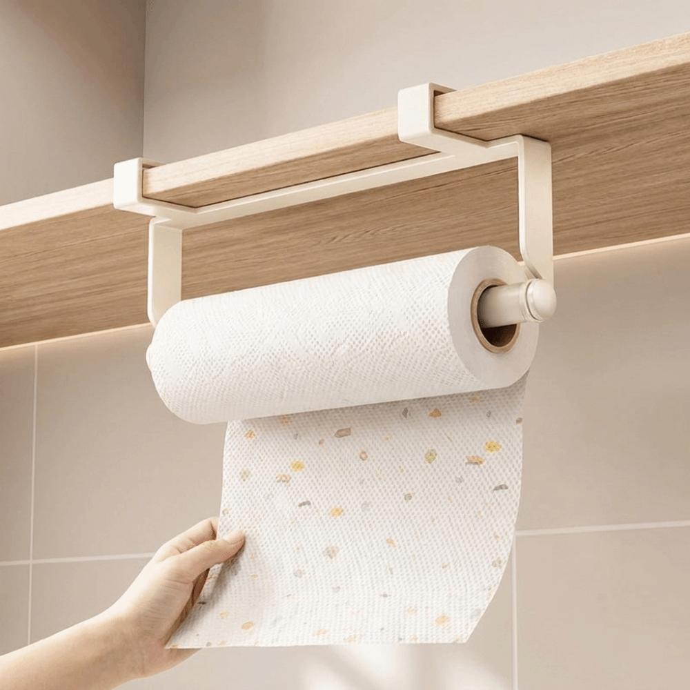 Wall Mounted Under Cabinet Paper Towel Holder No Drill Cling Film Storage Rack  Apartment