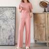 Ropa de descanso para mujer, cintura elástica a la moda, ropa de descanso para mujer de secado rápido, Top de tipo fino de Color sólido, pantalones, conjunto de ropa de dormir