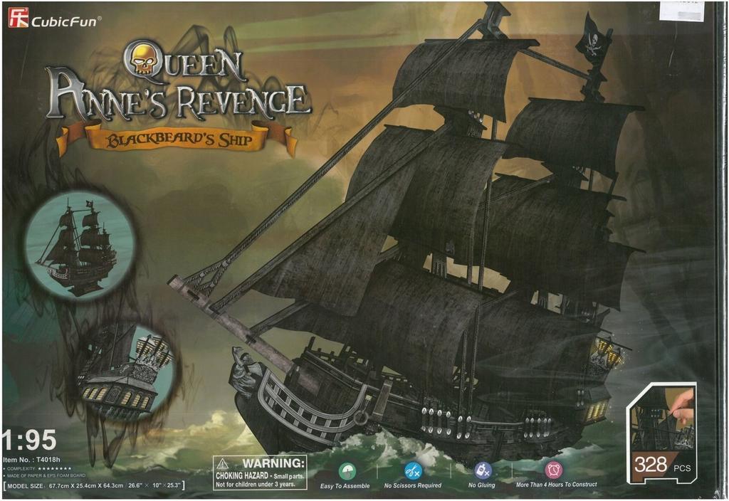 Puzzle divertente cubico 3d nave pirata vendetta della regina anna 308 elementi t4018h