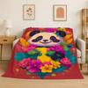 Cartoon Cute Panda China Animal Flannel Blanket Soft Throw Blanket for Bedroom Living Room Bed Travel Camping Picnic Nap Cover