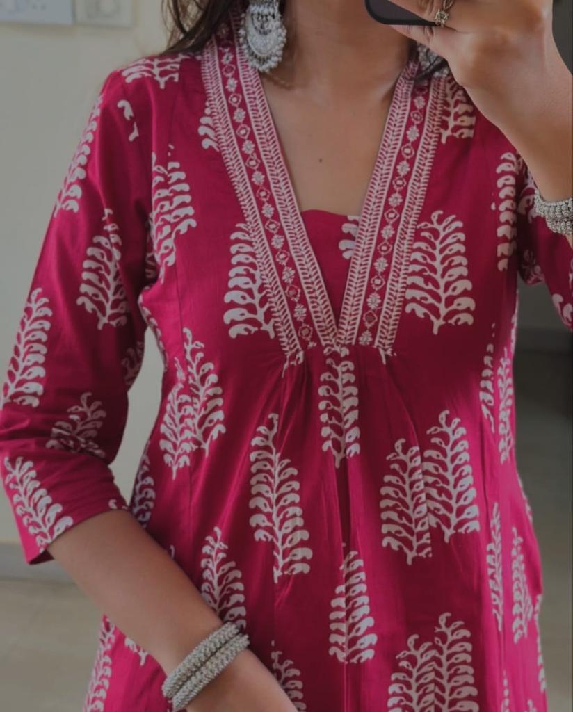 Beautiful Designer Tunic A-line Kurta Pant Dupatta Set Indian Women Kurti Salwar Suit Dress