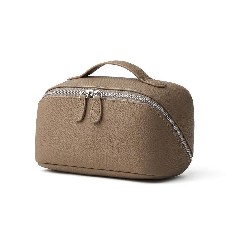 New genuine leather storage bag, exquisite multifunctional genuine leather travel makeup bag, women s compact portable toiletry bag 20*11*12