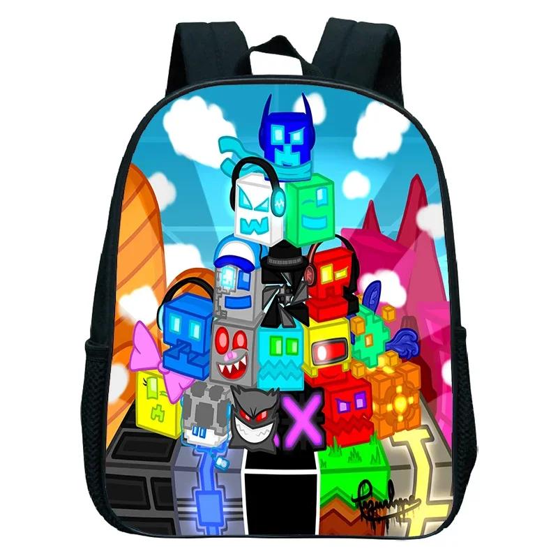 16 Zoll Wütender Geometry Dash Rucksack Jungen Mädchen Schultasche Cartoon Spiel Kinder Kindergarten Schultaschen Kleinkind Kinderrucksack