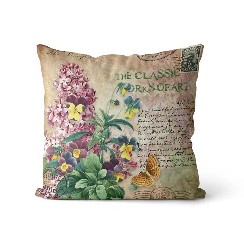 Happy Easter Day Purple Flower Pillow Case Hydrangea Lavender Rose Forest Pillowslip  Cushion Covers Sofa Living Room