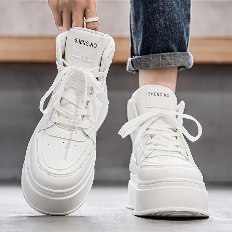 New Men's Classic Fashion High Top Thick Sole Skateboarding Shoes Comfortable Soft Sole Basketball  Sneakers