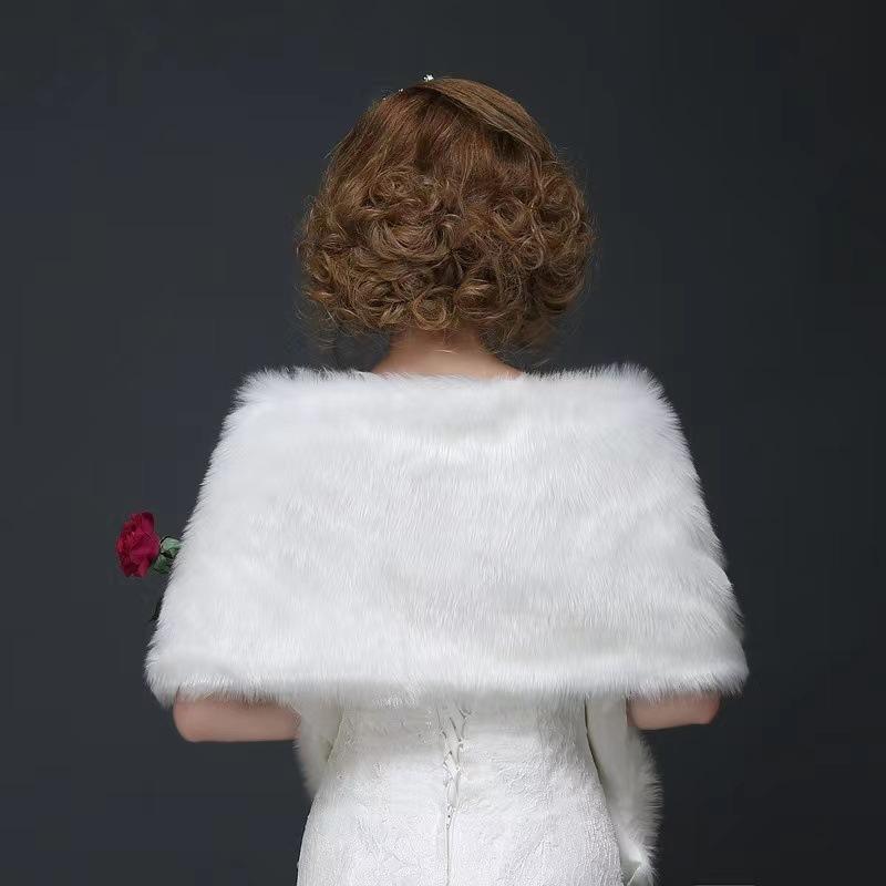 Braut Wollschal Hochzeitsbankett Abendkleid Brautjungfer Nehmen Sie kleine Schultern Herbst und Winter langen weißen Brautumhang