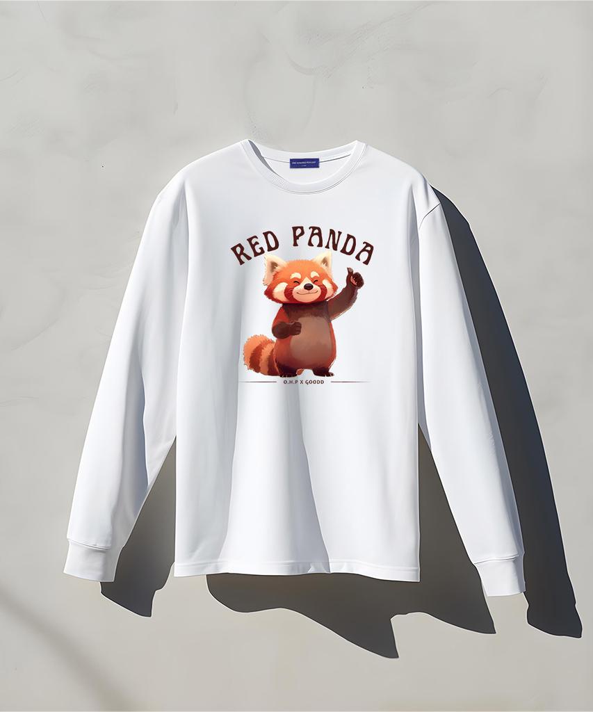 OHP Ohpxgoodd Red Panda Crew Neck Long Sleeve T-Shirt