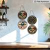 2D Flat, 4Pcs Retro Pickleball Aluminum Round Hanging Sign Set, Pickleball Paddle Champion Club Metal Wall Pendant, Garage Bar Patio Club Home Wall