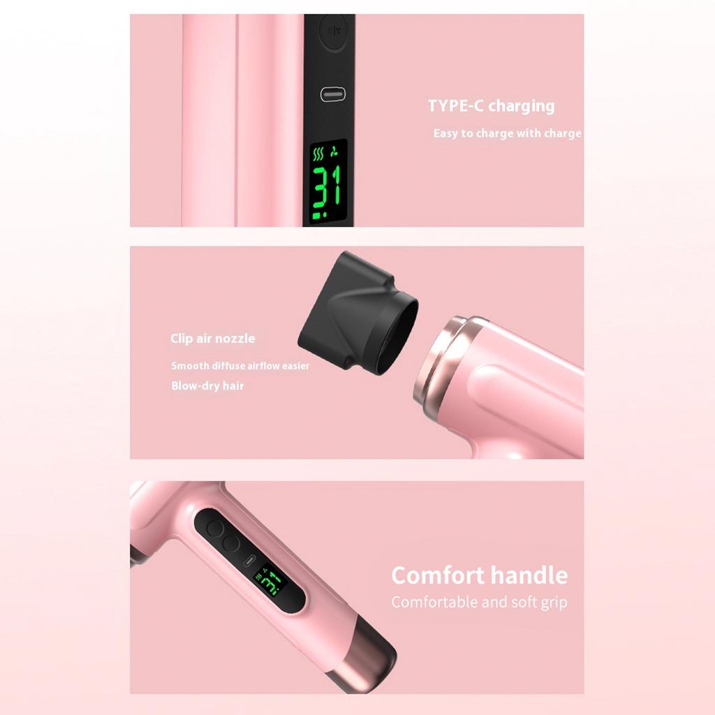 Cordless Hair Dryer Portable Travel Rechargeable Lightweight Hot Cold Blow 200W for Dormitory Portable Travel Hair Dryer