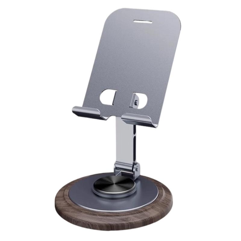 Metal Wood Texture Phone Holder 360 Degree Rotation Mobile Phone Stand Wood Pattern Stand for Video Calls Streaming 1
