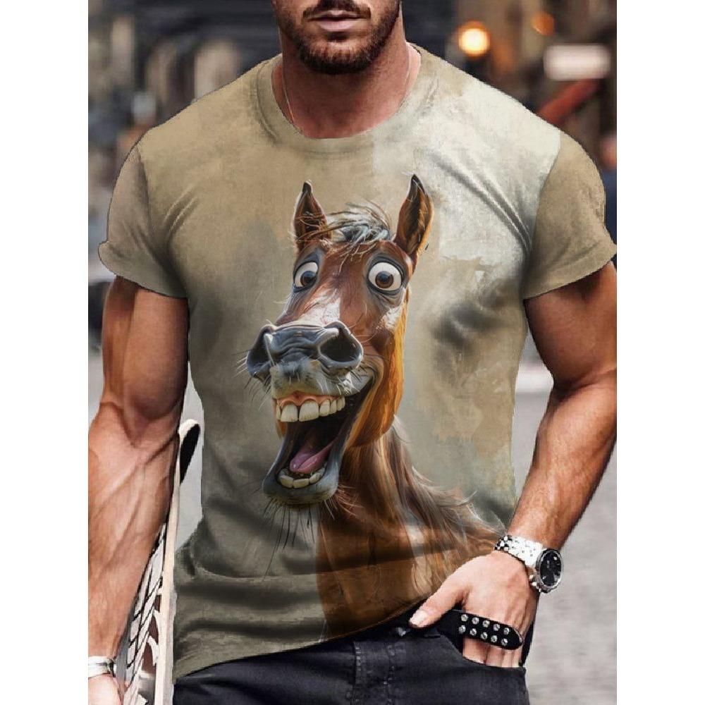 Horse pattern men's short sleeved T-shirt