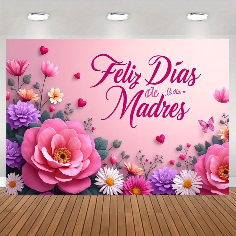 1pc, 2D Flat, Happy Mother's Day Backdrop, Perfect for Indoor and Outdoor Decoration, Birthday, Mother's Day Gift for Mom, Wsj