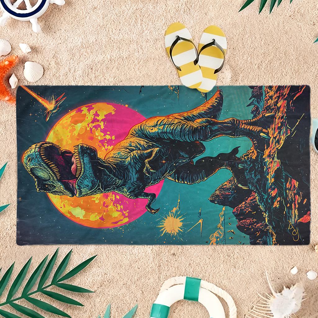 1 Stück Tyrannosaurus Rex Strandtuch Schnelltrocknendes Handtuch für Strand Pool Sport Yoga Fitnessstudio Zuhause Handtuch Geschenk für Freunde Sandfreies Handtuch