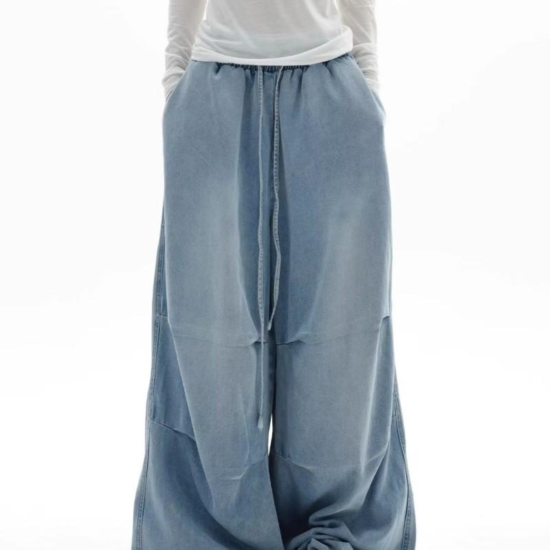 Unisex Relaxed Straight Leg Denim Pants Teens Cotton Blend Casual Wide Jeans