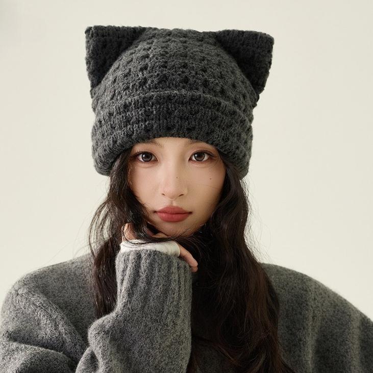 Cute Cat Ear Knit Hats Autumn & Winter Warm Protect Ear Women's Hats